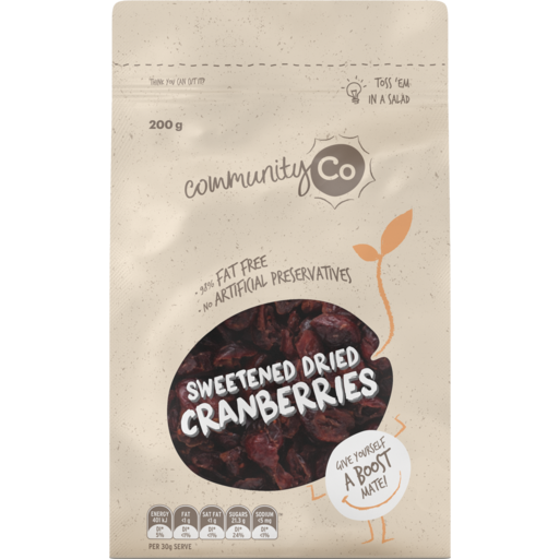 Community Co Sweetened Dried Cranberries 200g