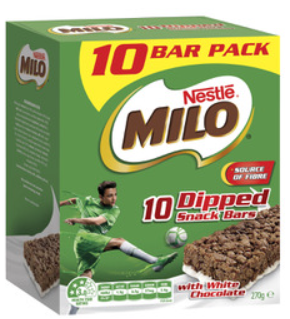 Nestle Milo White Choc Dipped Snack Bars 10pk