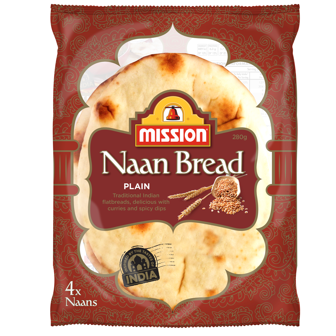 Mission Plain Naan 4pk 280g