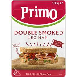 Primo Sliced Leg Ham Double Smoked 100g