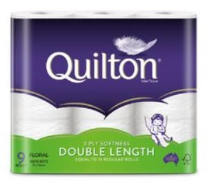 Quilton 3ply Toilet Tissue Double Length 9pk